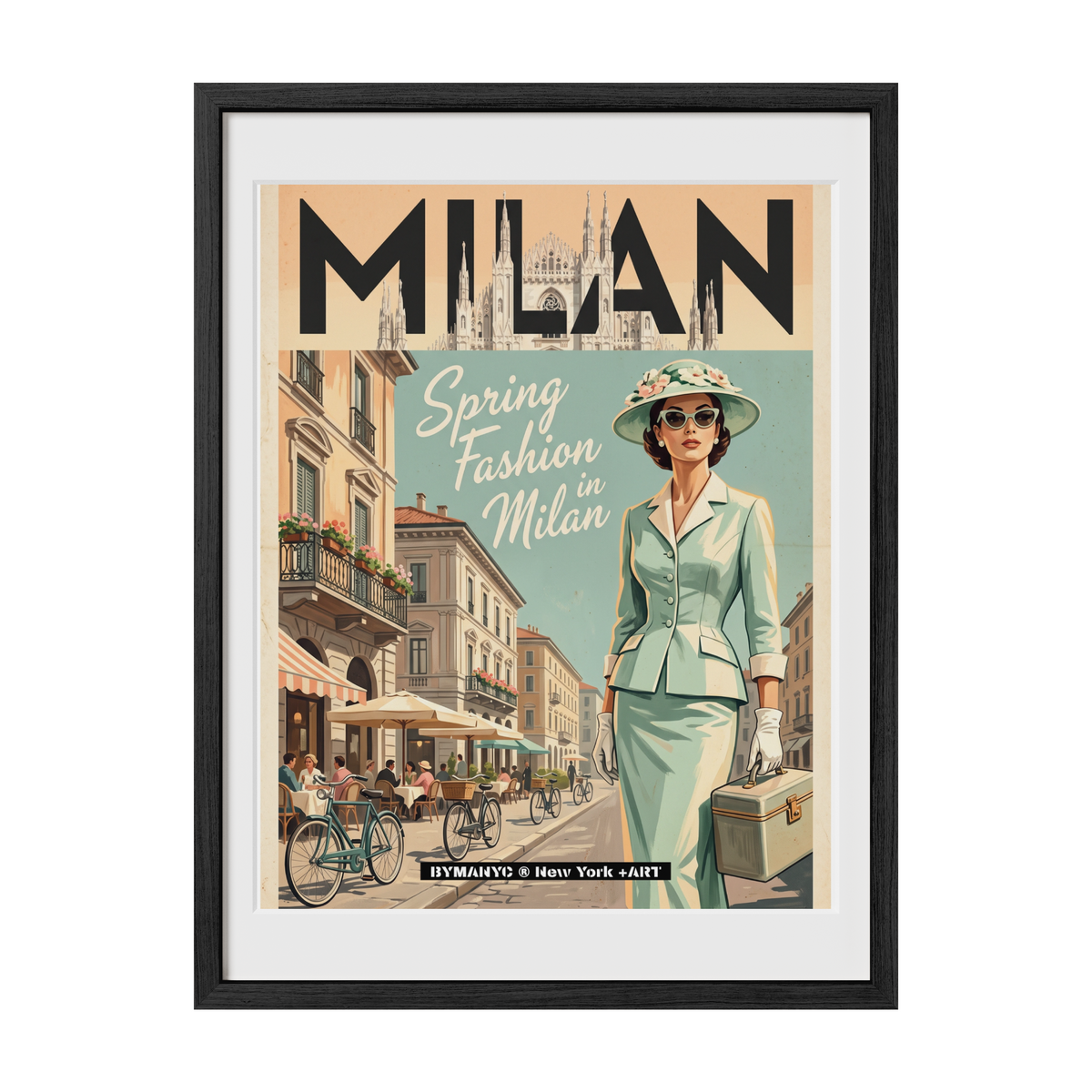 POSTER of VINTAGE ART - SPRING FASHION IN MILAN BYMANYC ® New York + ART