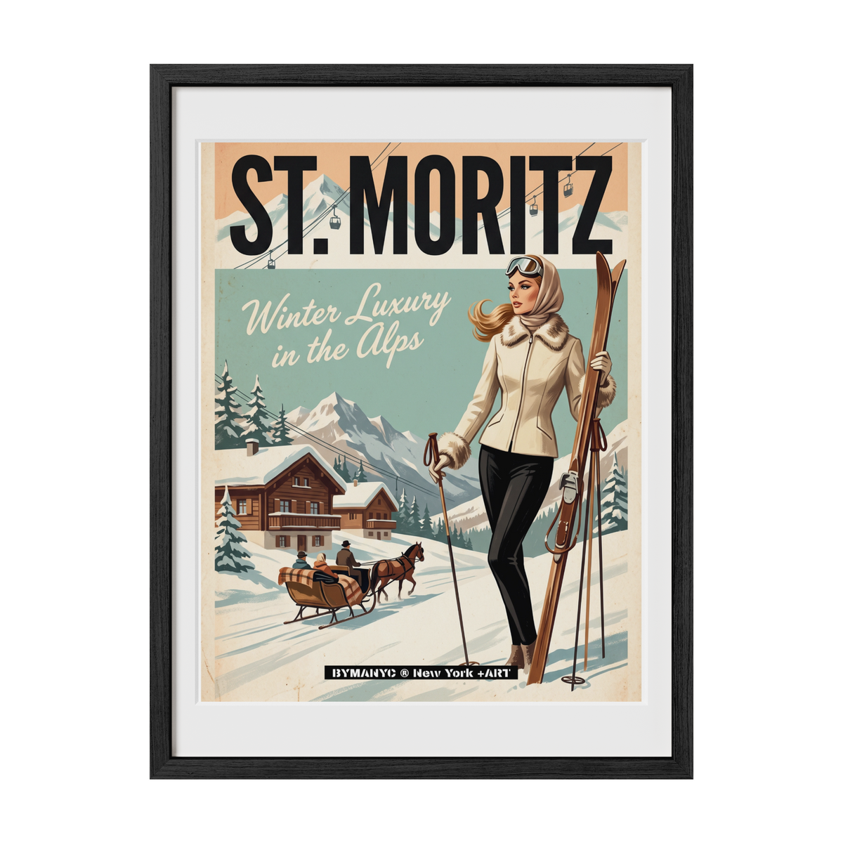 POSTER of VINTAGE ART - WINTER LUXURY IN THE ALPS BYMANYC ® New York + ART