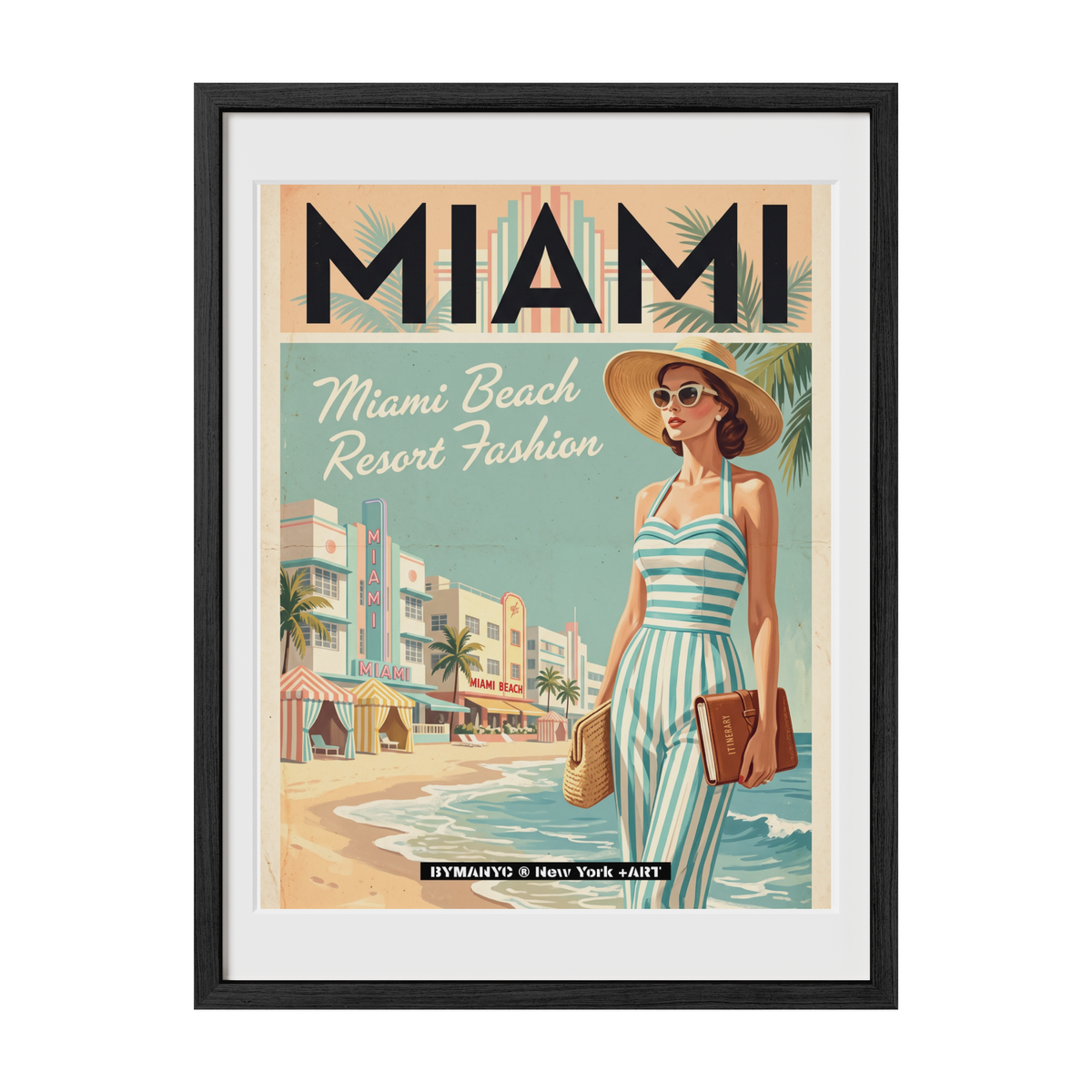 POSTER of VINTAGE ART - MIAMI BEACH RESORT FASHION BYMANYC ® New York + ART