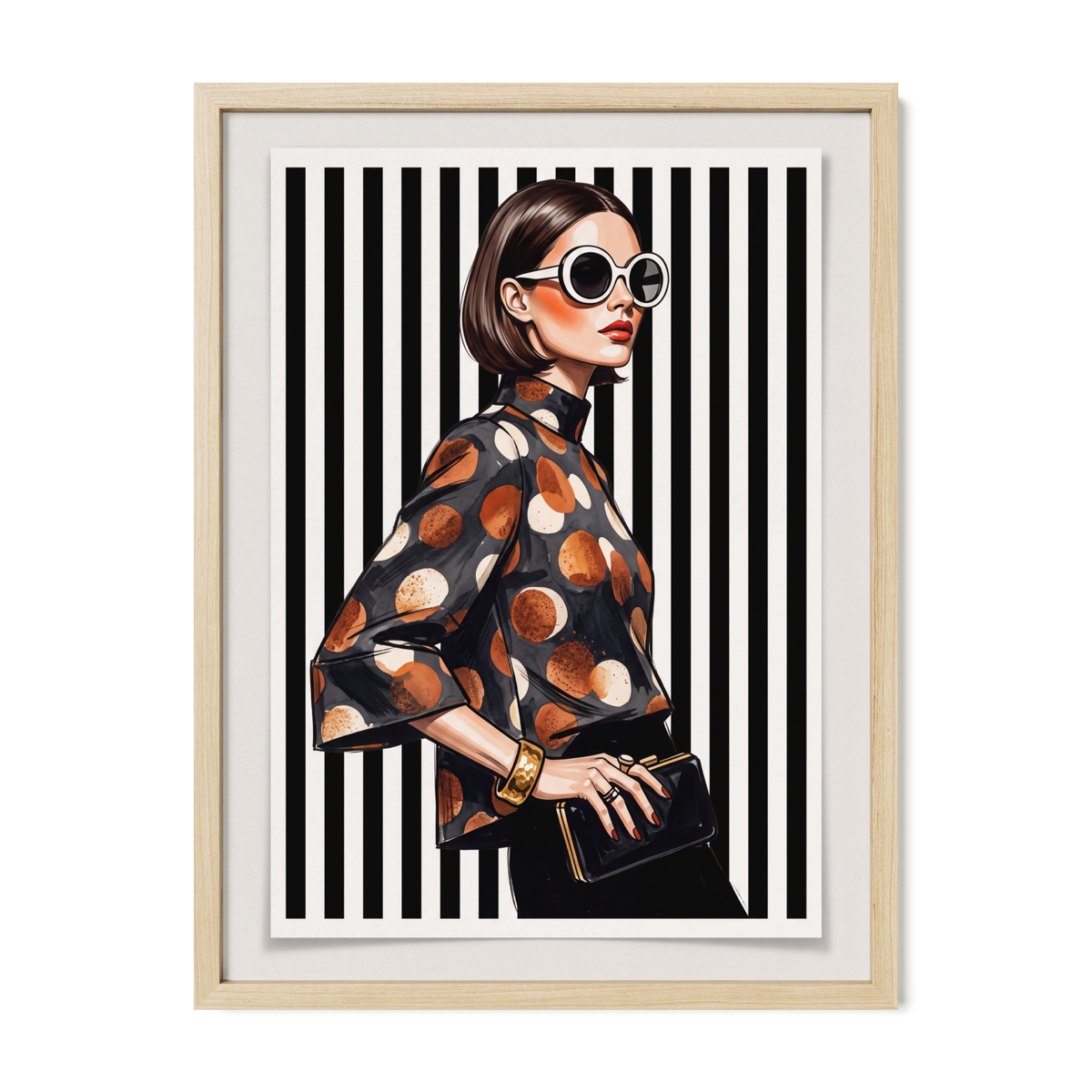 POSTER of POP ART - THE COPPER ECLIPSE - Polka Dot and Striped Silk Blouse - BYMANYC ® New York ART