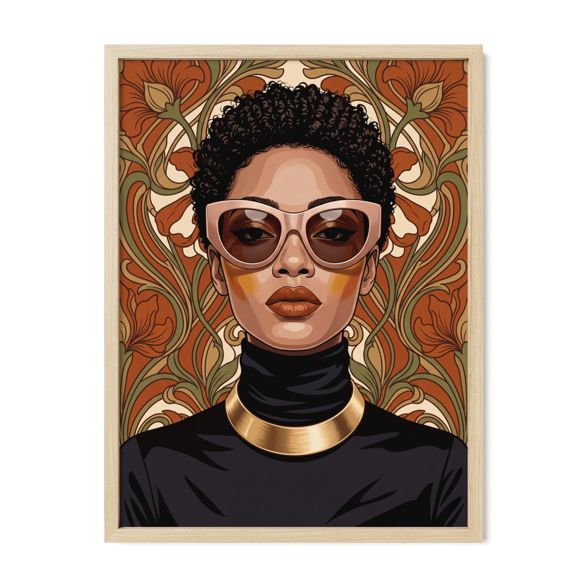 POSTER of POP ART - THE GOLDEN OCHRE - Nude and Black Oversized Sunglasses Portrait - BYMANYC ® New York ART
