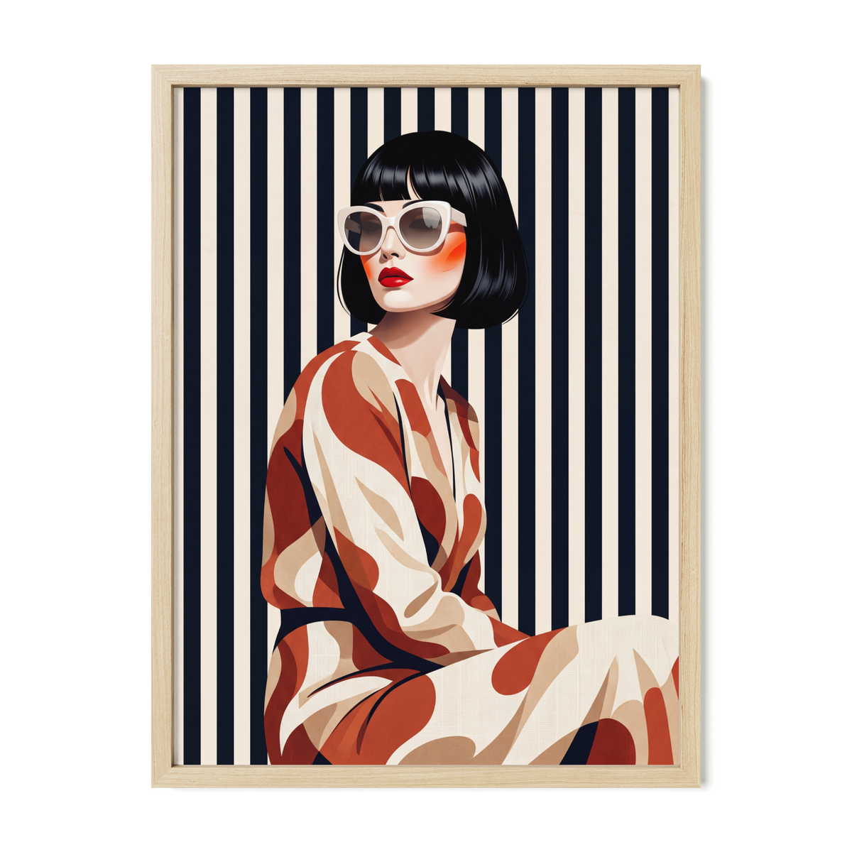 POSTER of POP ART - THE TERRACOTTA CAMO - Terracotta Abstract Print Kaftan Dress Portrait - BYMANYC ® New York ART