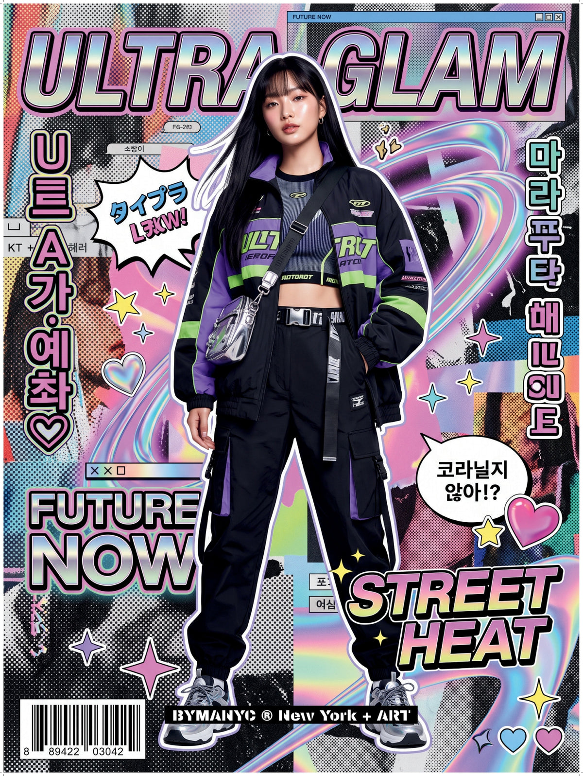 POSTER of ART AVANT-GARDE - ULTRA GLAM STREET HEAT - Cyberpunk Magazine Cover Portrait - BYMANYC ® New York + ART