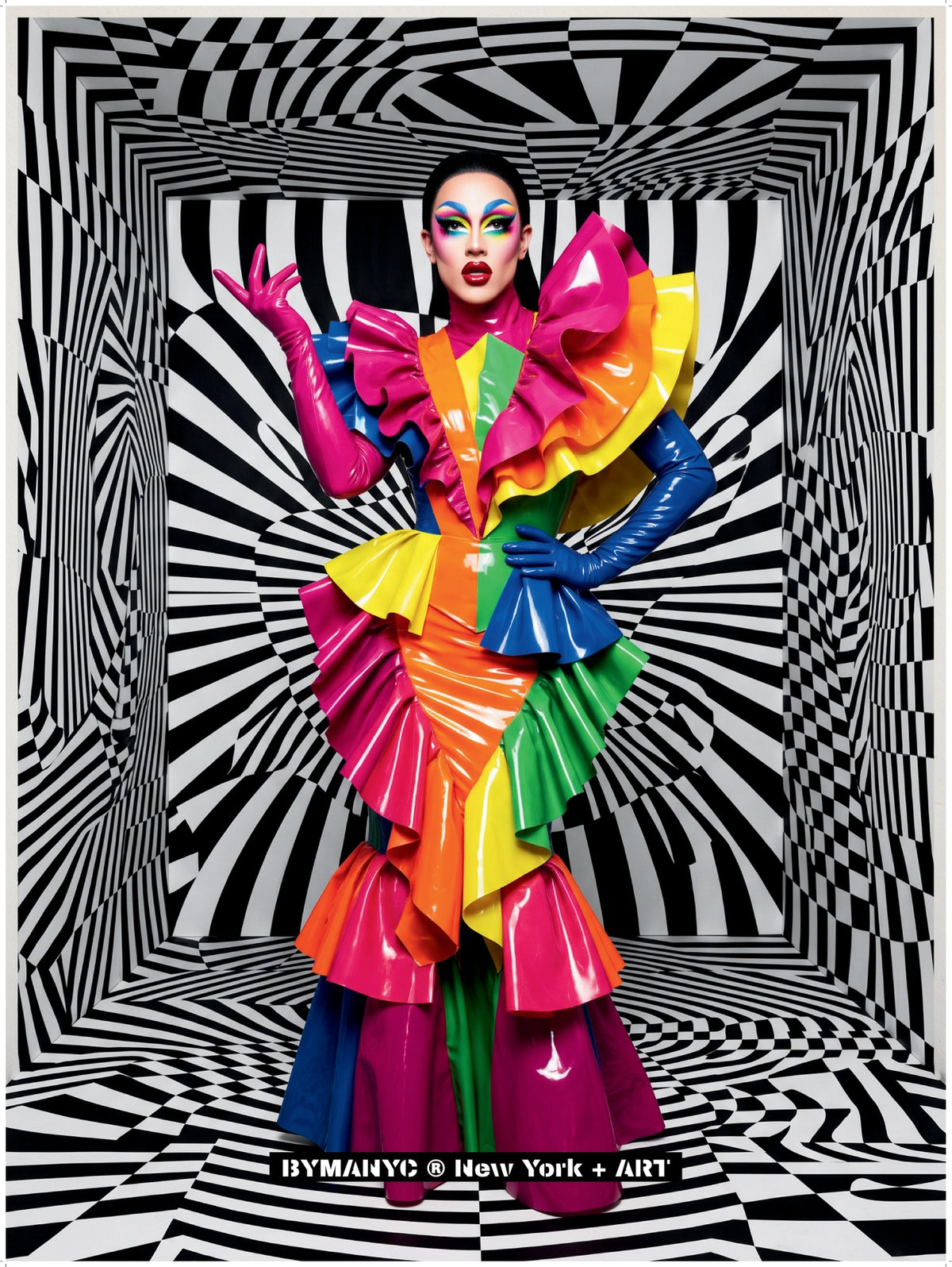 POSTER of ART AVANT-GARDE - NEON LATEX ILLUSION - Vibrant Latex Portrait - BYMANYC ® New York + ART