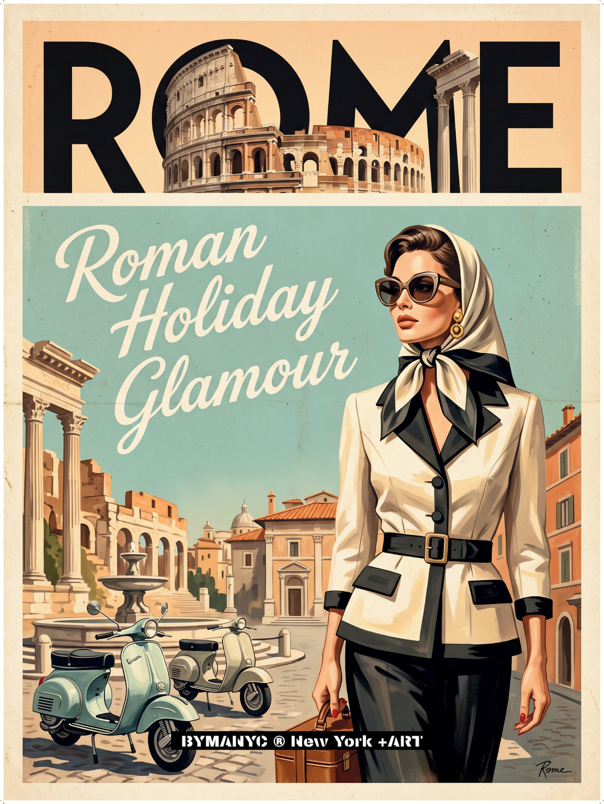 POSTER of VINTAGE ART - ROMAN HOLIDAY GLAMOUR BYMANYC ® New York + ART