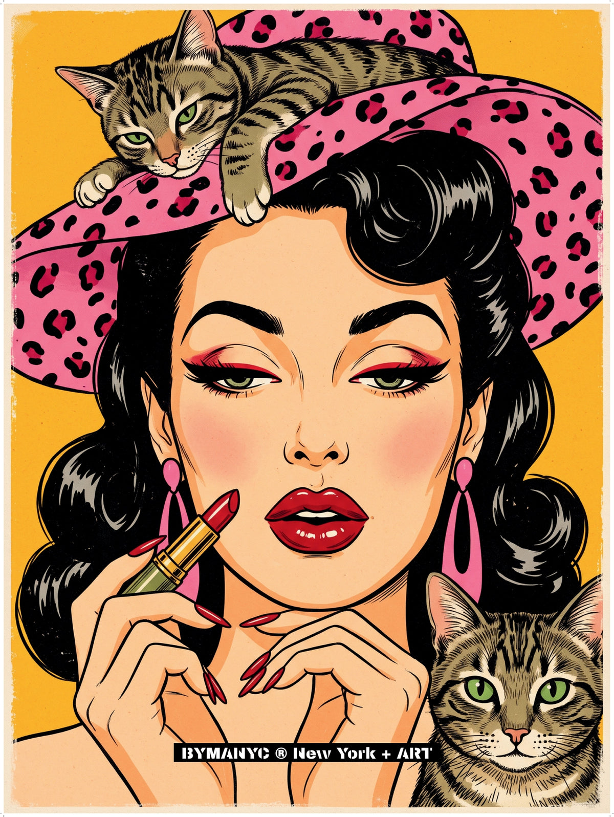 POSTER of ART AVANT-GARDE - VINTAGE TABBY CAT - Pop Art Retro Portrait - BYMANYC ® New York + ART