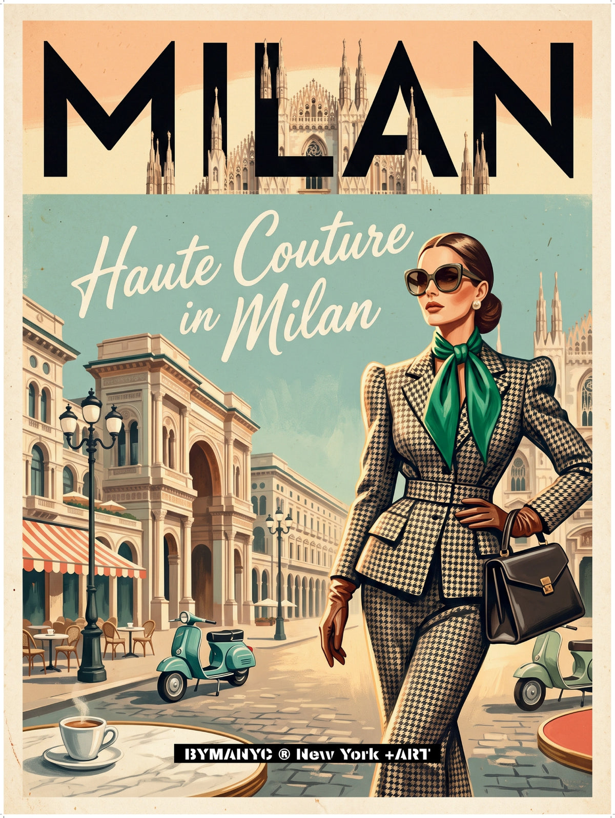 POSTER of VINTAGE ART - HAUTE COUTURE IN MILAN BYMANYC ® New York + ART