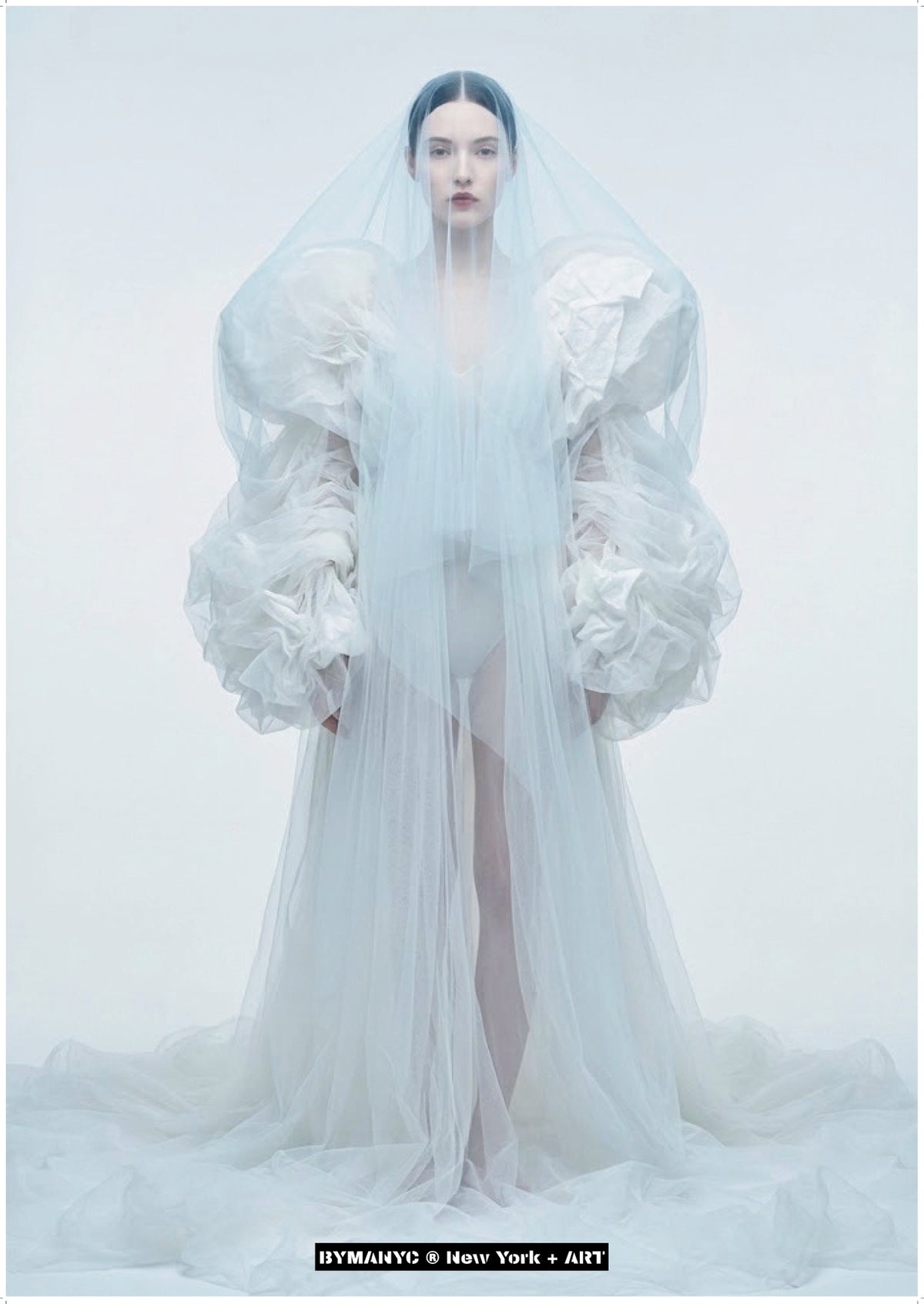 POSTER of ART AVANT-GARDE - THE ETHEREAL VEIL - Voluminous Tulle Gown and Head Veil Portrait - BYMANYC ® New York + ART