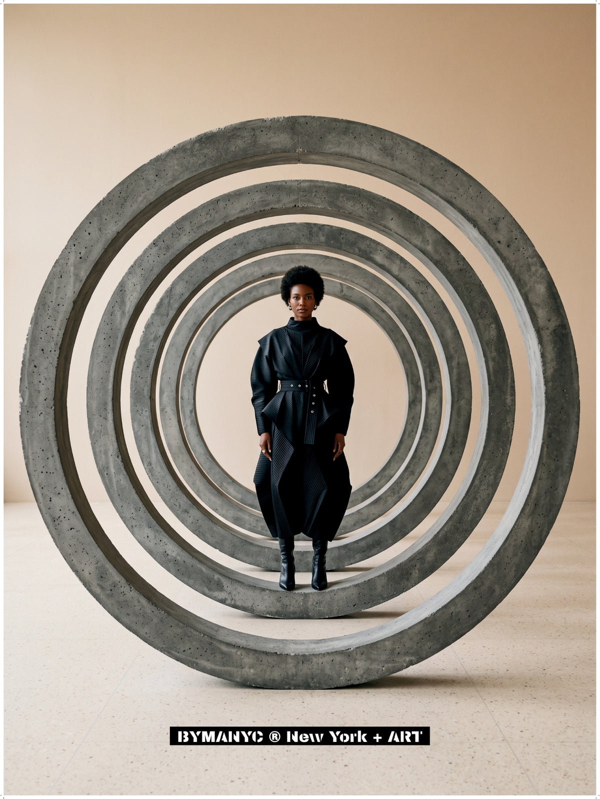 POSTER of ART AVANT-GARDE - CONCRETE CIRCLES - Minimalist Architectural Sculpture Portrait - BYMANYC ® New York + ART