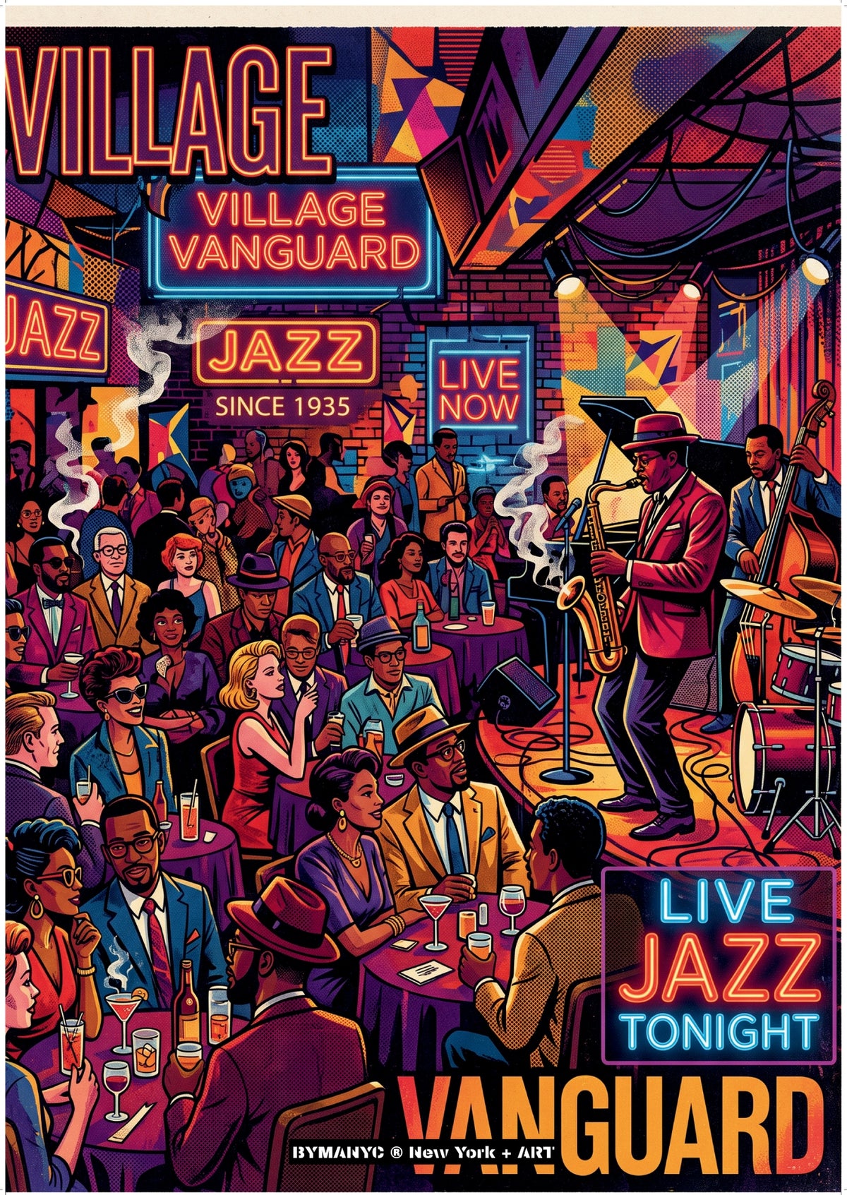 POSTER of ART NYC - VILLAGE VANGUARD - Greenwich Village Historic Jazz Club BYMANYC ® New York + ART Limited Edition