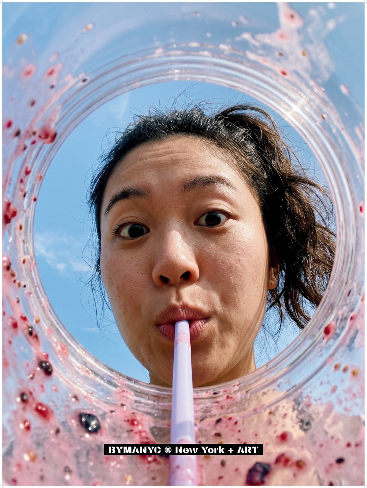 POSTER of ART AVANT-GARDE - BERRY SMOOTHIE STRAW - Transparent Cup Portrait - BYMANYC ® New York + ART