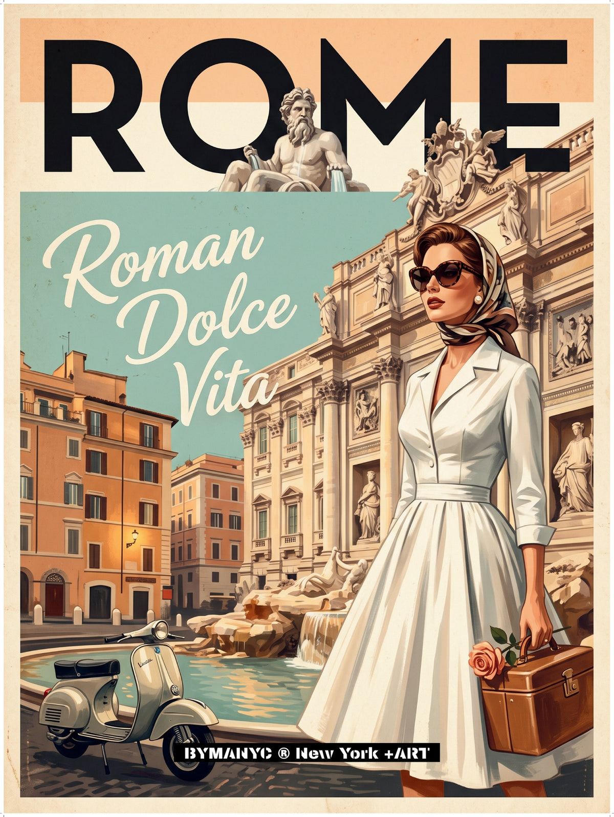 POSTER of VINTAGE ART - ROMAN DOLCE VITA BYMANYC ® New York + ART