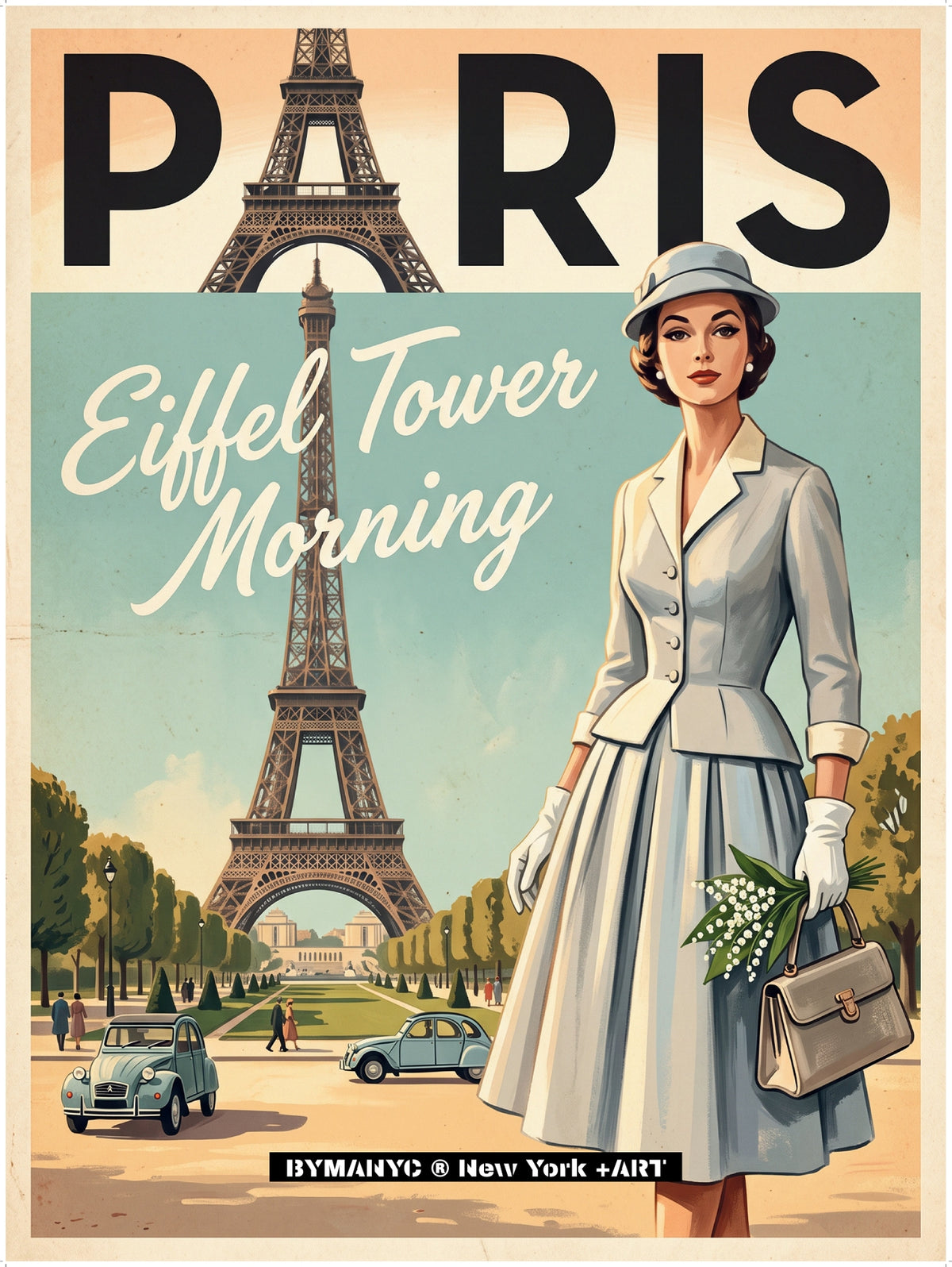 POSTER of VINTAGE ART - EIFFEL TOWER MORNING BYMANYC ® New York + ART