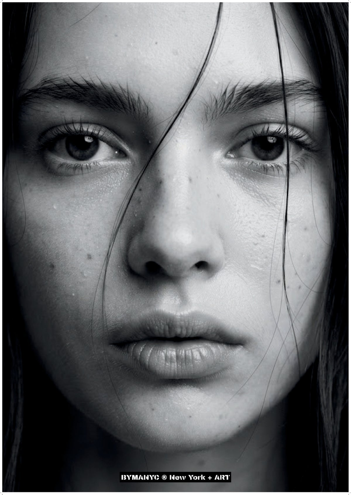 POSTER of ART AVANT-GARDE - THE RAW MONOCHROME - Close-Up Wet Skin Portrait in Black and White - BYMANYC ® New York + ART
