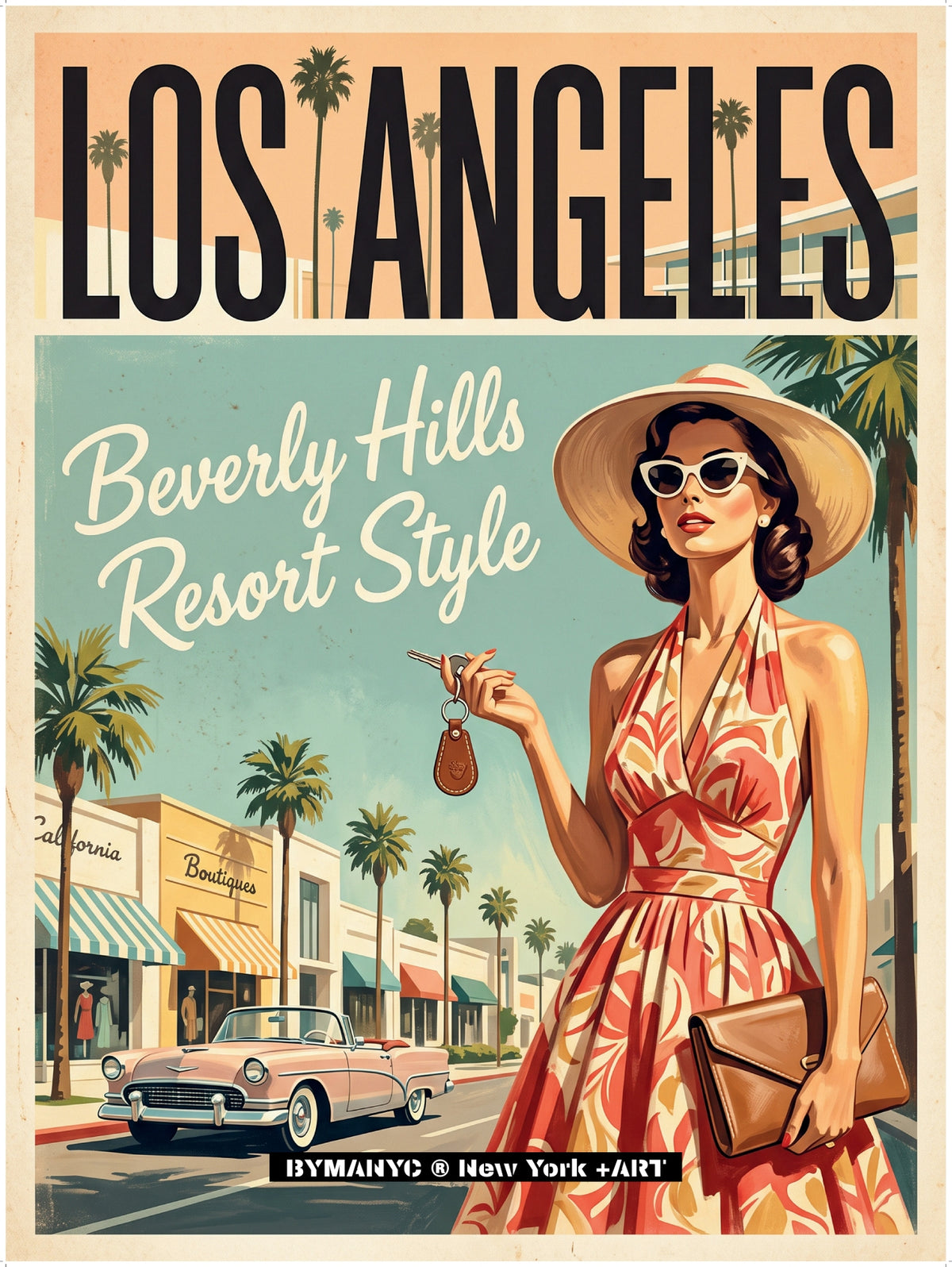 POSTER of VINTAGE ART - BEVERLY HILLS RESORT STYLE + BYMANYC ® New York ART