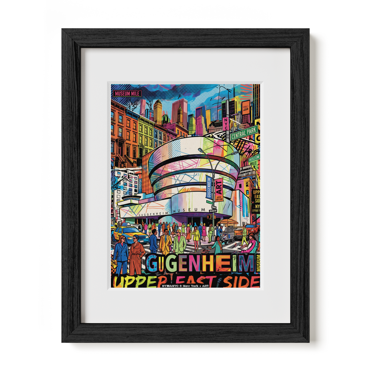 POSTER of ART NYC - MUSEUM MILE - Upper East Side Guggenheim Art Scene BYMANYC ® New York + ART Limited Edition