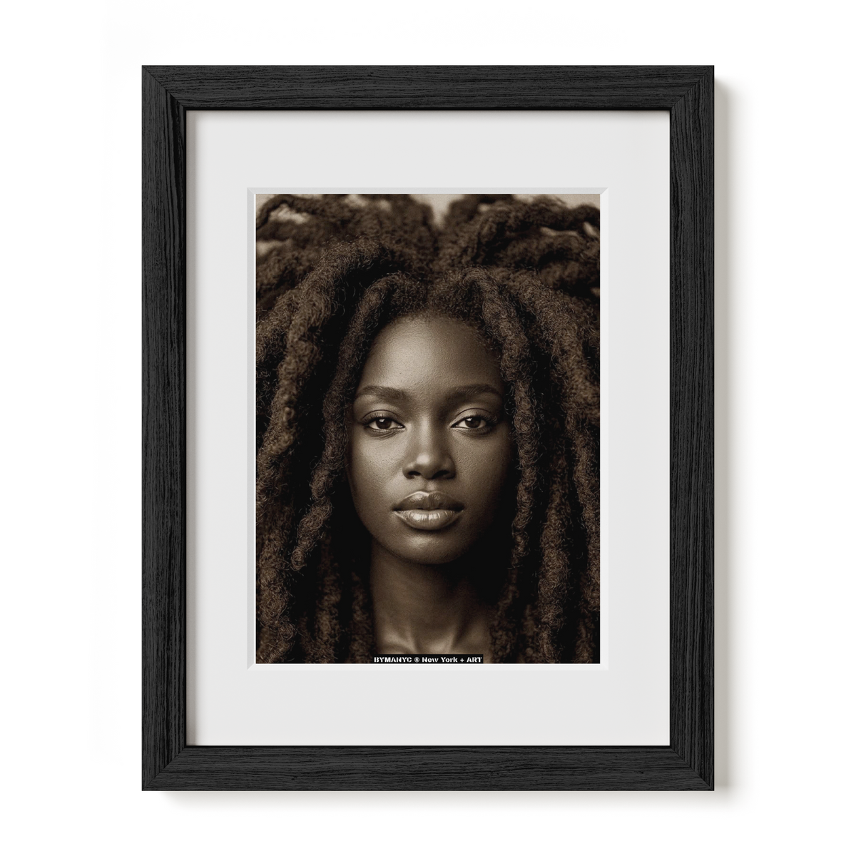 POSTER of ART AVANT-GARDE - THE SCULPTURAL CROWN - Natural Locs and Sepia Tone Portrait - BYMANYC ® New York + ART