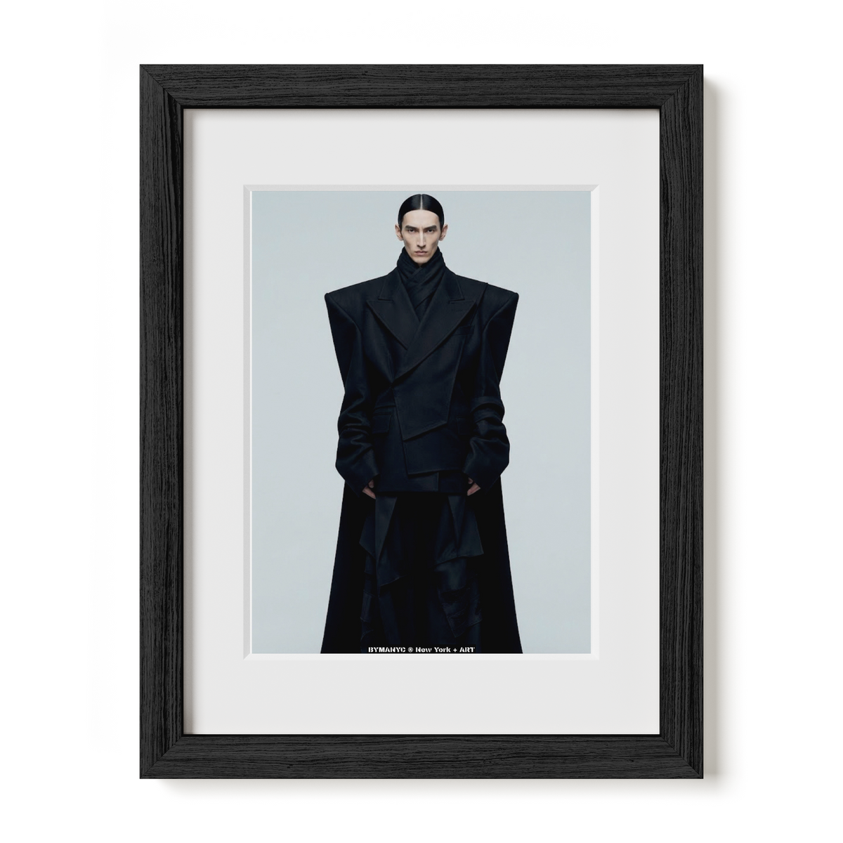 POSTER of ART AVANT-GARDE - THE SHARP MONOLITH - Structured Black Suit and Sharp Shoulders Portrait - BYMANYC ® New York + ART