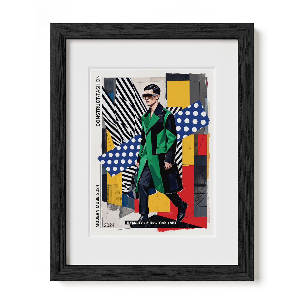 POSTER of POP ART - THE CONSTRUCTIVIST VISION - Emerald Green and Black Overcoat - BYMANYC ® New York + ART