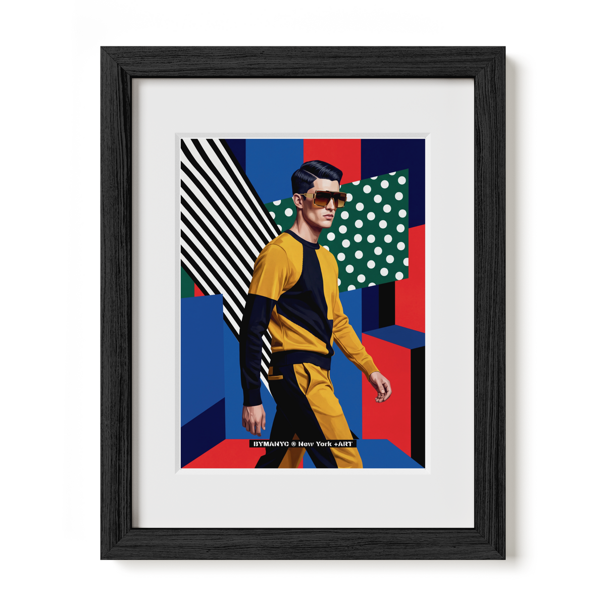 POSTER of POP ART - THE KINETIC STRIDE - Mustard Yellow and Black Sportswear - BYMANYC ® New York + ART