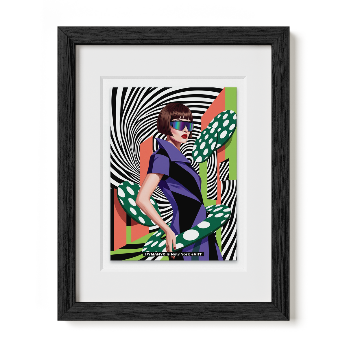 POSTER of POP ART - THE PSYCHEDELIC VORTEX - Ultraviolet and Black Geometric Dress - BYMANYC ® New York + ART