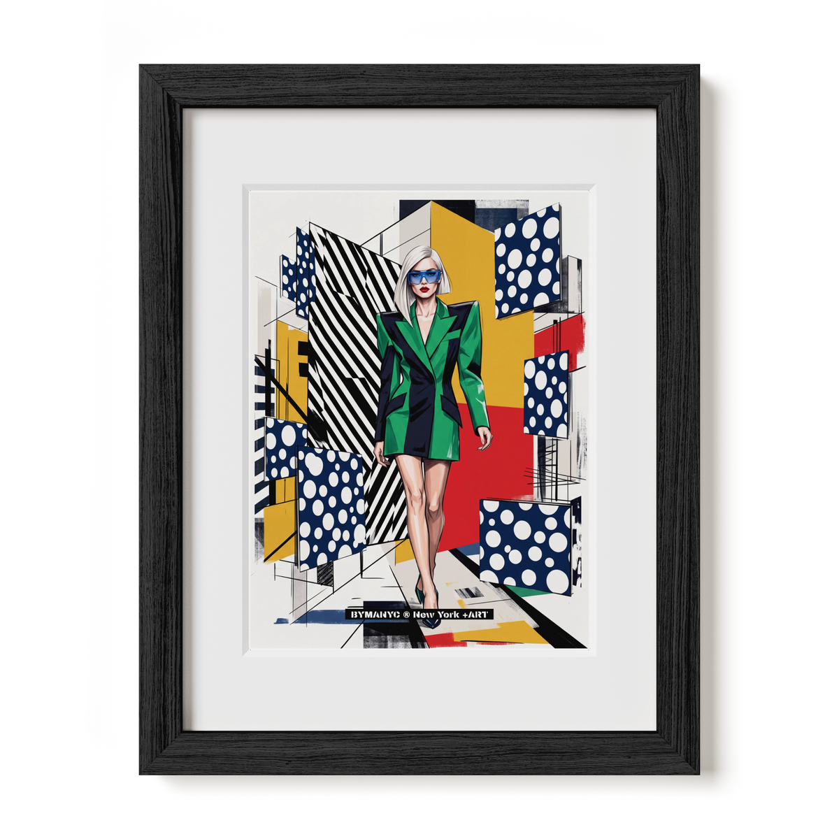 POSTER of POP ART - THE NEO-CONSTRUCTIVIST - Emerald Green and Black Structured Blazer - BYMANYC ® New York + ART