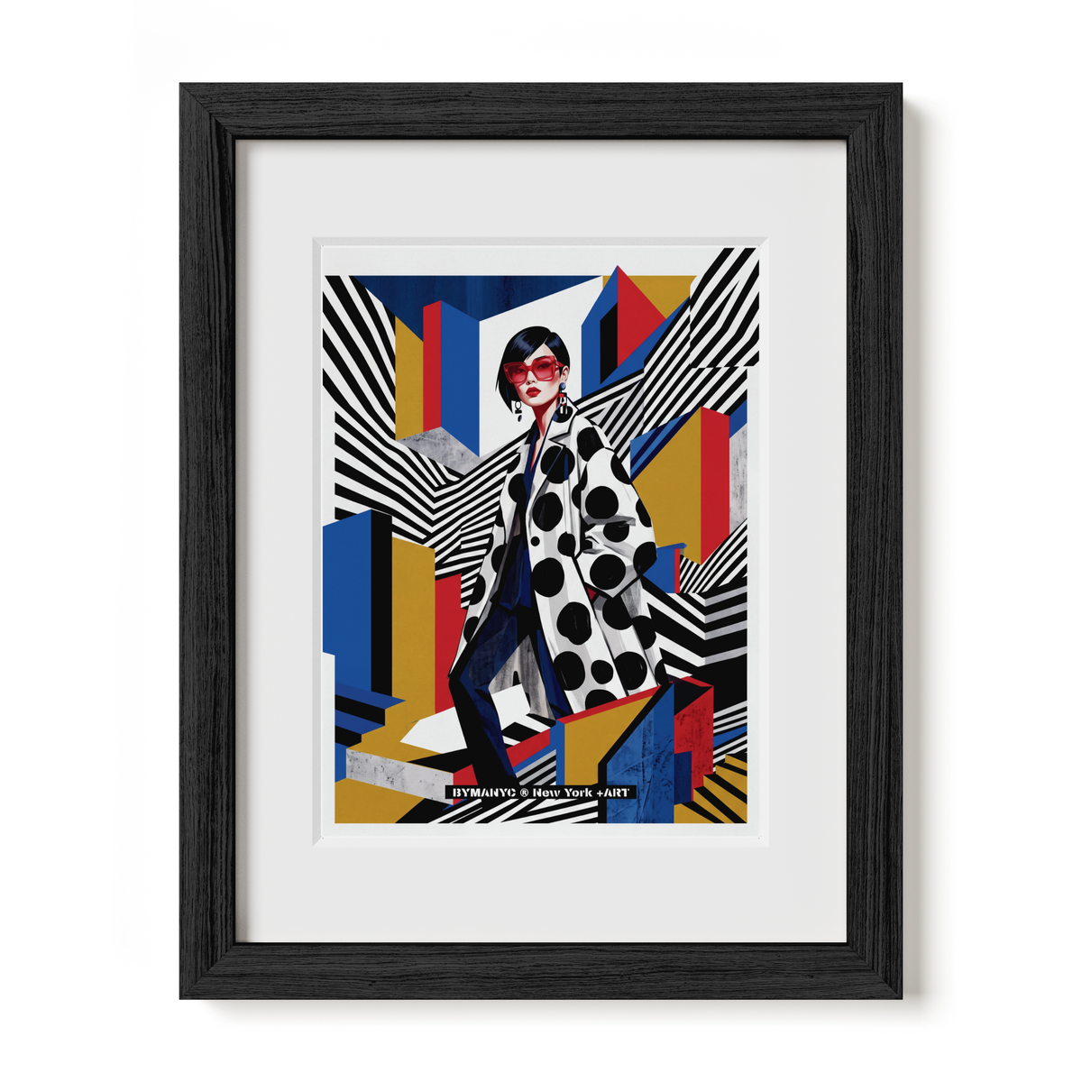 POSTER of POP ART - THE POLKA DOT HARMONY - Black and White Spotted Coat - BYMANYC ® New York + ART