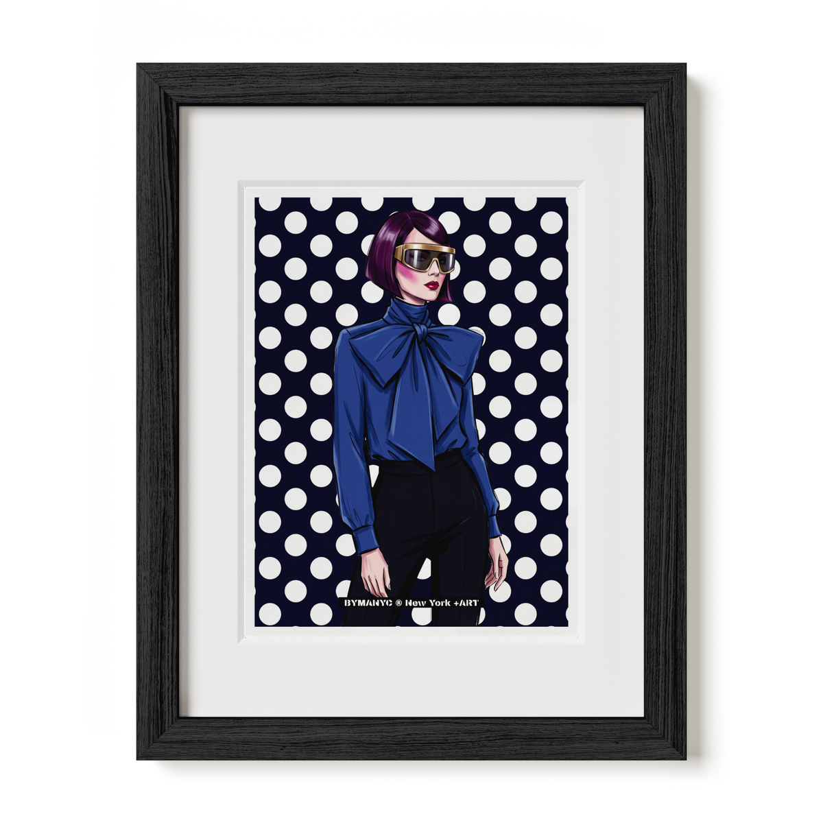 POSTER of POP ART - THE COBALT BOW - Royal Blue Lavaliere Blouse - BYMANYC ® New York + ART