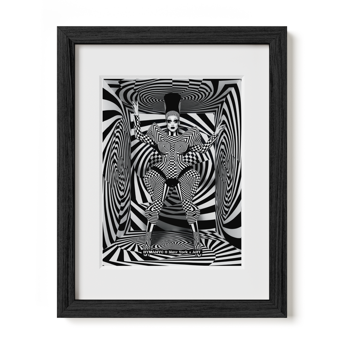 POSTER of ART AVANT-GARDE - OPTICAL TUNNEL ILLUSION - Monochrome Geometric Portrait - BYMANYC ® New York + ART