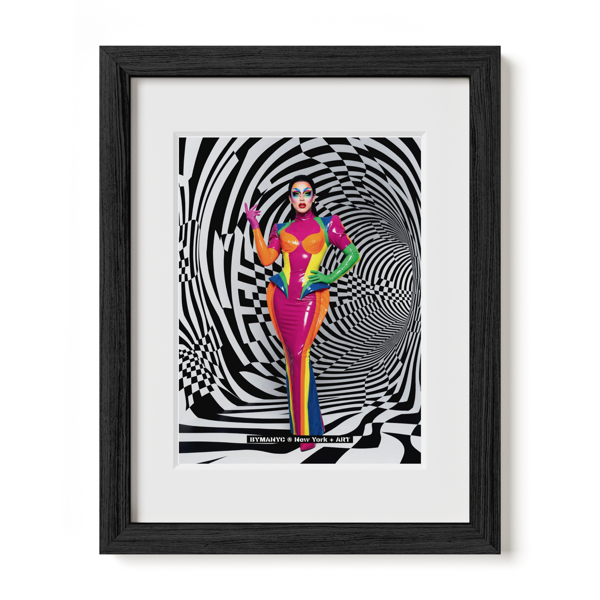 POSTER of ART AVANT-GARDE - RAINBOW RUFFLE - Vibrant Ruffled Gown Portrait - BYMANYC ® New York + ART