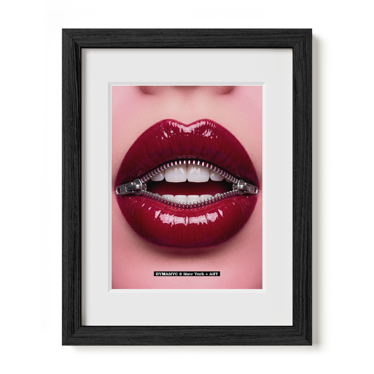 POSTER of ART AVANT-GARDE - ZIPPER KISS - Metallic Teeth and Red Lips Portrait - BYMANYC ® New York + ART