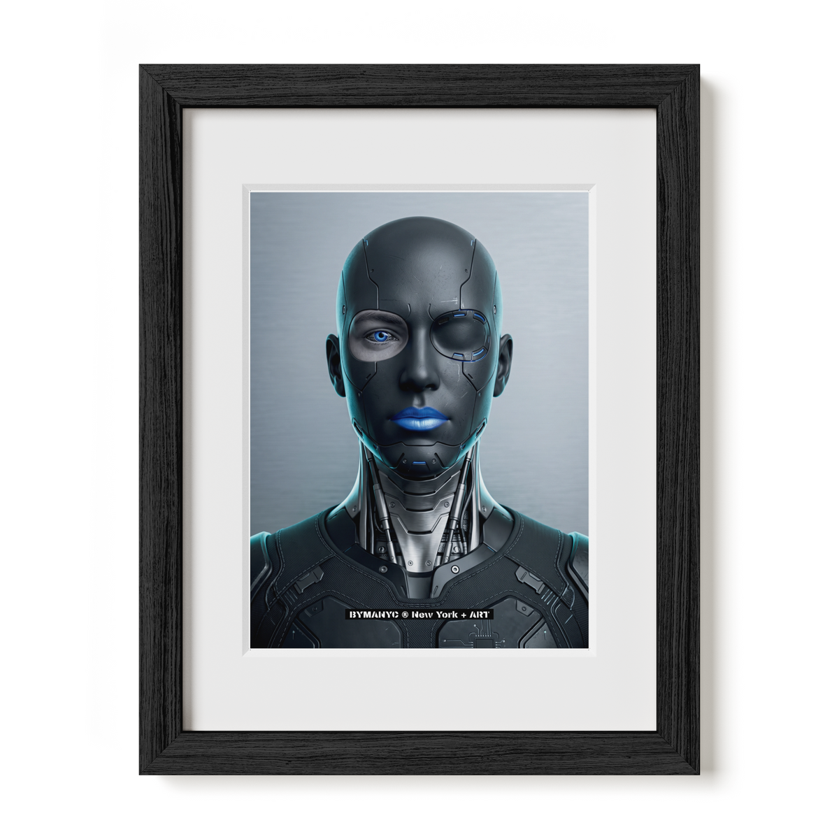 POSTER of ART AVANT-GARDE - CYBERNETIC BLUE LIP - Robotic Humanoid Portrait - BYMANYC ® New York + ART