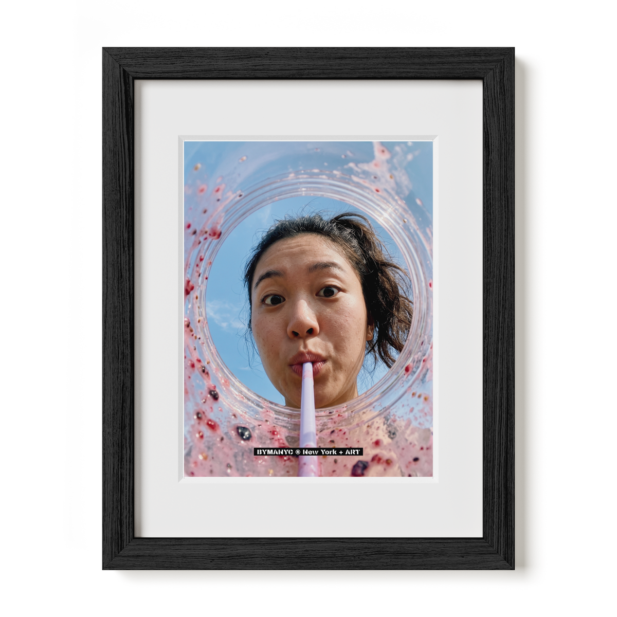 POSTER of ART AVANT-GARDE - BERRY SMOOTHIE STRAW - Transparent Cup Portrait - BYMANYC ® New York + ART