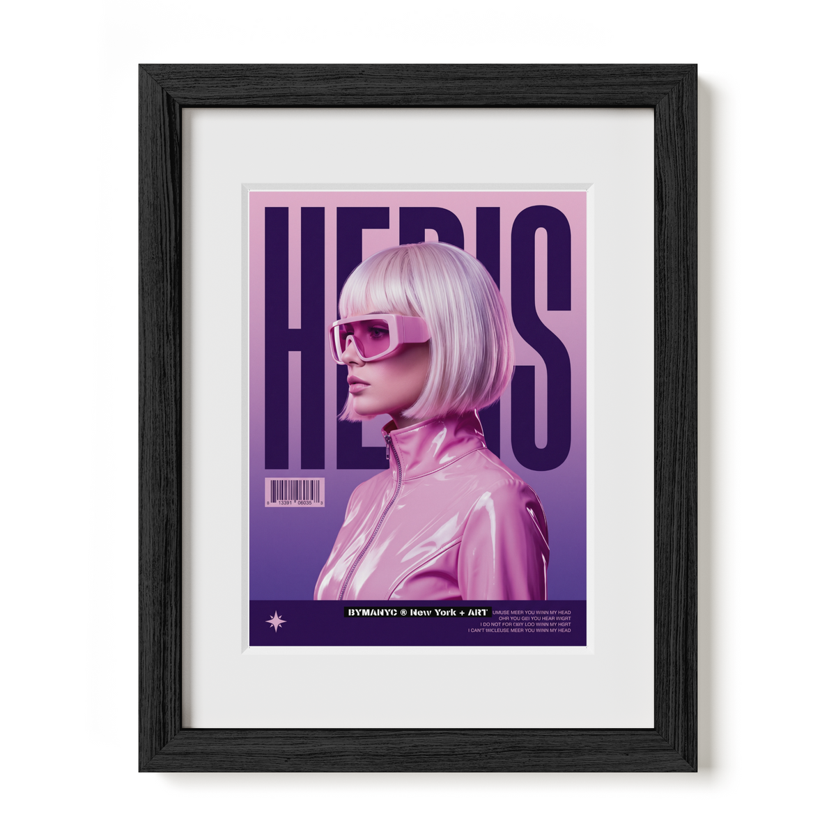 POSTER of ART AVANT-GARDE - PINK BOB SUNGLASSES - Pastel Magazine Cover Portrait - BYMANYC ® New York + ART