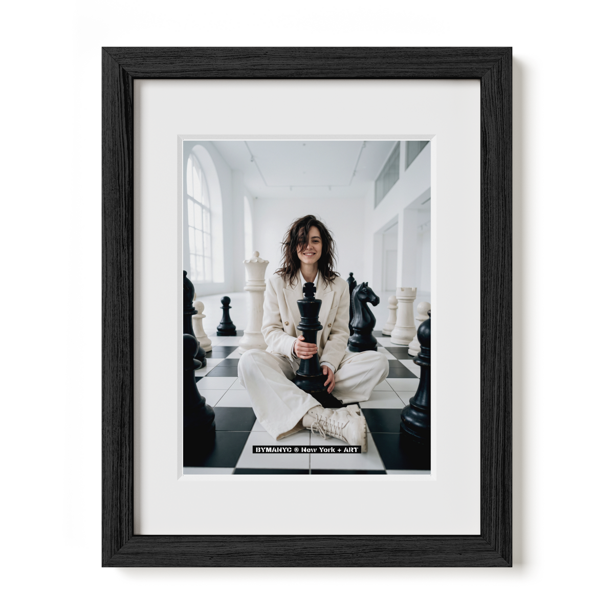 POSTER of ART AVANT-GARDE - GIANT CHESS PIECE - White Suit Minimalist Portrait - BYMANYC ® New York + ART