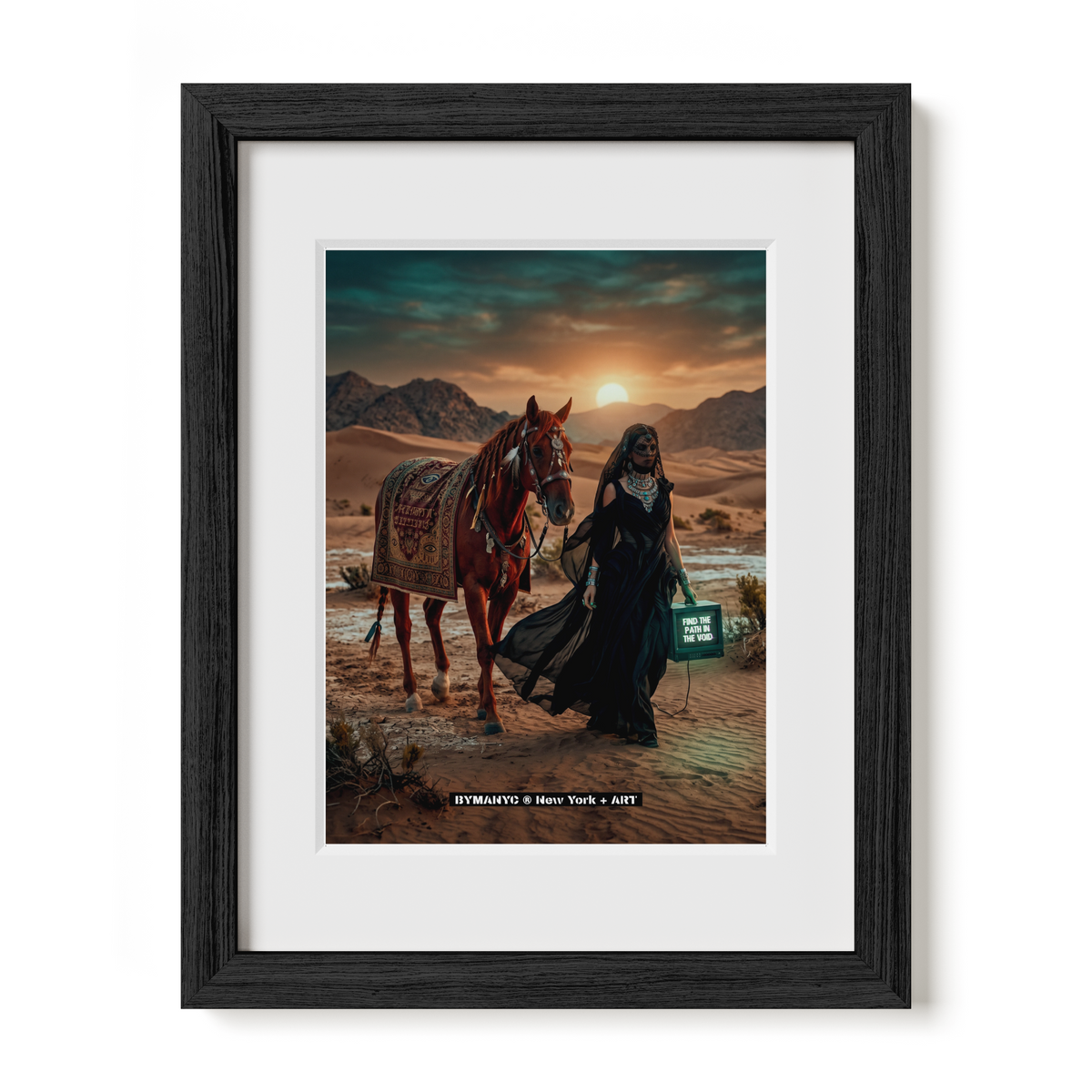 POSTER of ART AVANT-GARDE - DESERT HORSE WANDERER - Sunset Landscape Portrait - BYMANYC ® New York + ART