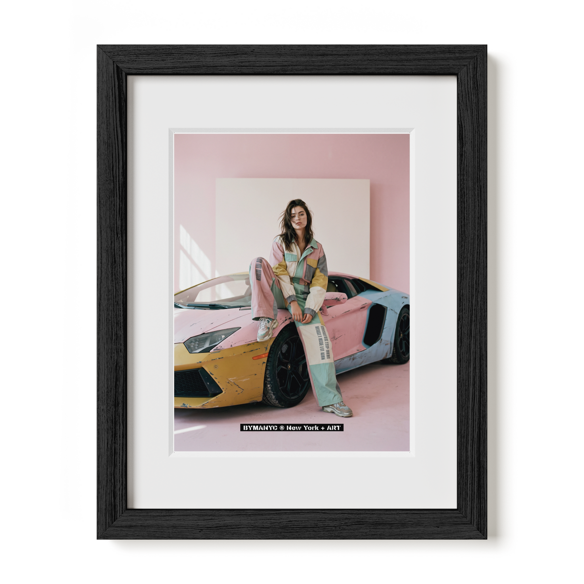 POSTER of ART AVANT-GARDE - PASTEL SUPERCAR FASHION - Color Block Jumpsuit Portrait - BYMANYC ® New York + ART