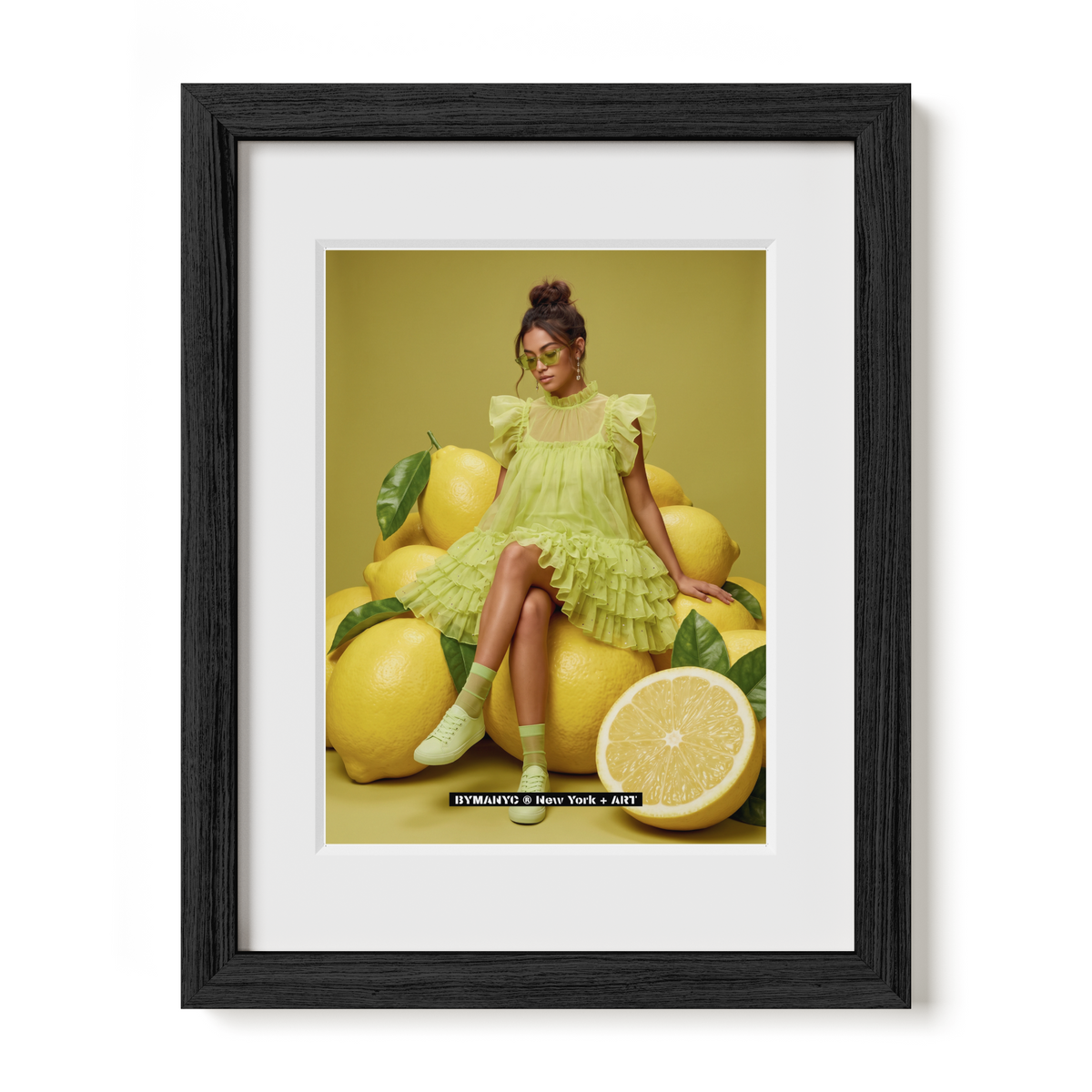 POSTER of ART AVANT-GARDE - GIANT CITRUS LEMON - Monochromatic Lime Fashion Portrait - BYMANYC ® New York + ART