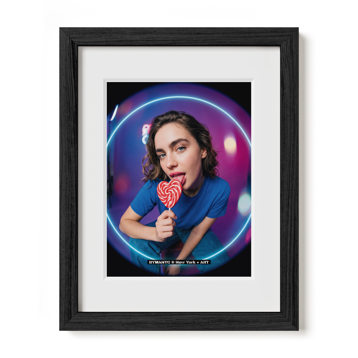 POSTER of ART AVANT-GARDE - NEON HEART - Blue Lollipop Portrait - BYMANYC ® New York + ART