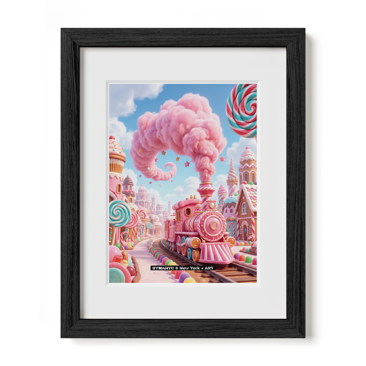 POSTER of ART AVANT-GARDE - CANDYLAND STEAM TRAIN - Whimsical Pink Sugar Fantasy - BYMANYC ® New York + ART
