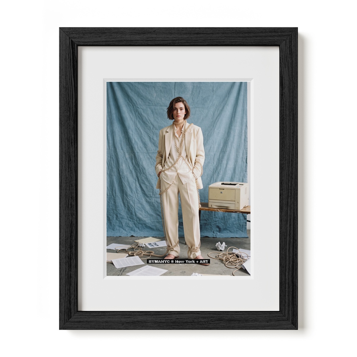 POSTER of ART AVANT-GARDE - OFFICE TELEPHONE CORD - Neutral Suit Avant-Garde Portrait - BYMANYC ® New York + ART