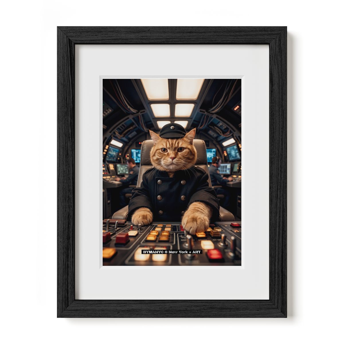 POSTER of ART AVANT-GARDE - SPACE CAPTAIN CAT - Feline Commander in Cockpit - BYMANYC ® New York + ART