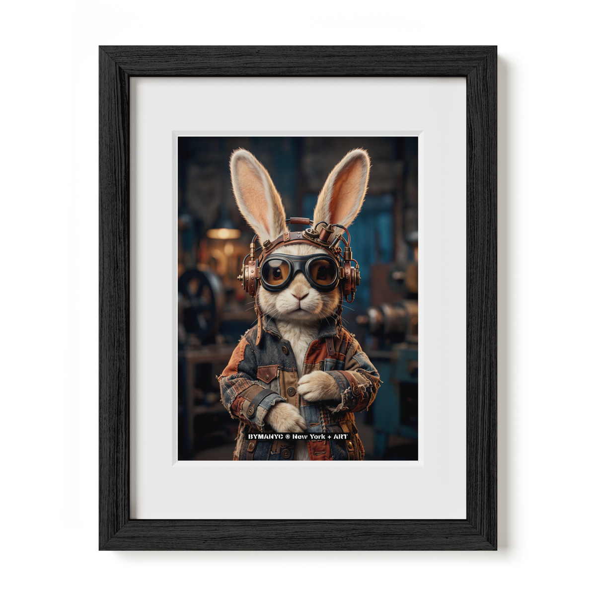 POSTER of ART AVANT-GARDE - AVIATOR BUNNY - Steampunk Rabbit Pilot Portrait - BYMANYC ® New York + ART