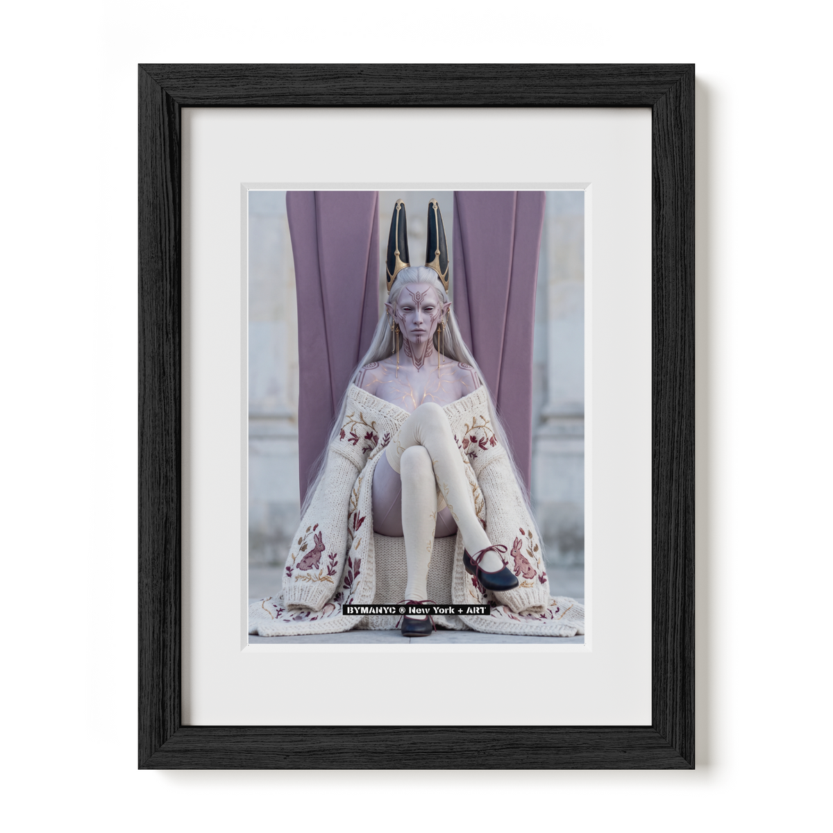 POSTER of ART AVANT-GARDE - MYTHOLOGICAL HORNED QUEEN - High Fashion Fantasy Portrait - BYMANYC ® New York + ART