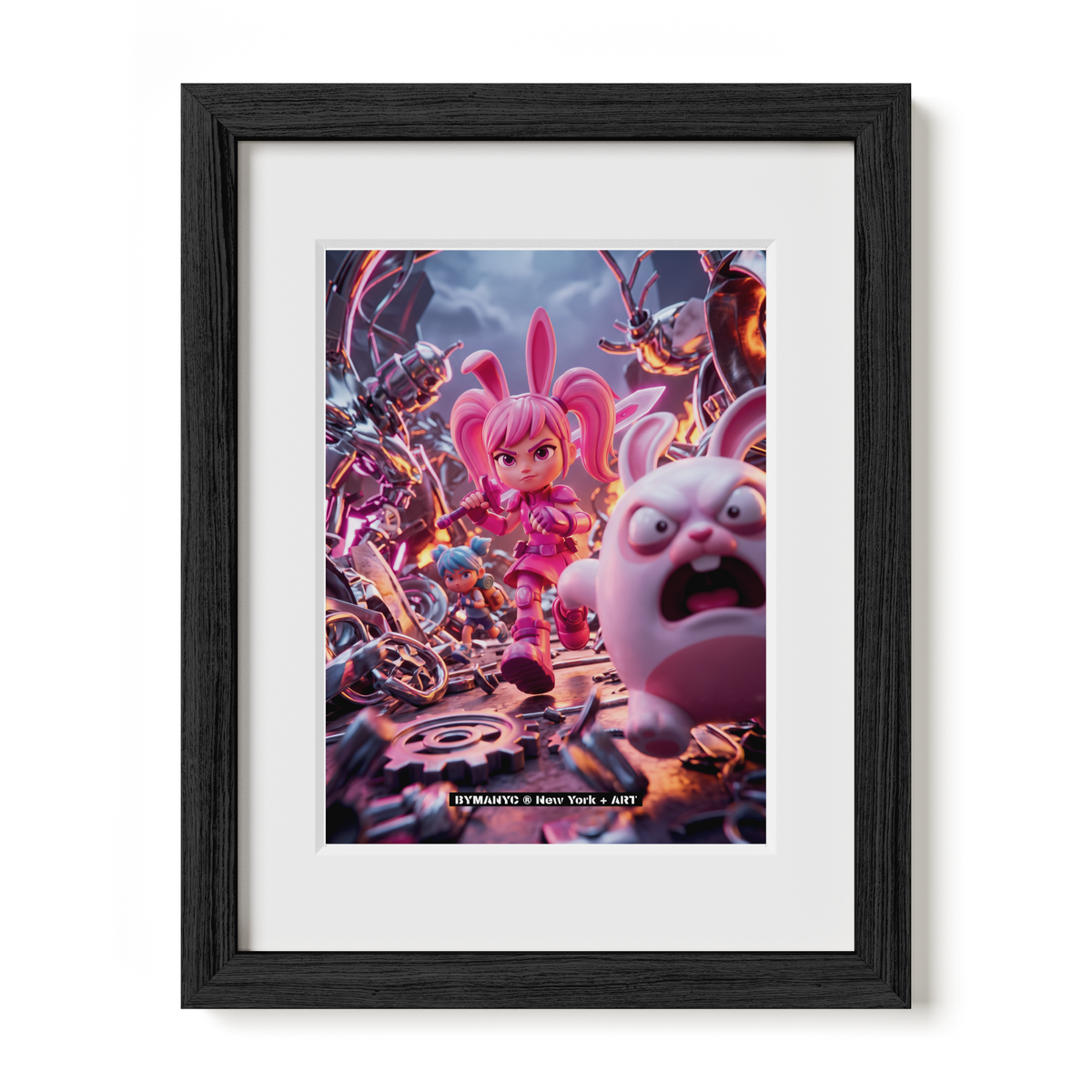 POSTER of ART AVANT-GARDE - PINK BUNNY WARRIOR - Action Fantasy Character Design - BYMANYC ® New York + ART