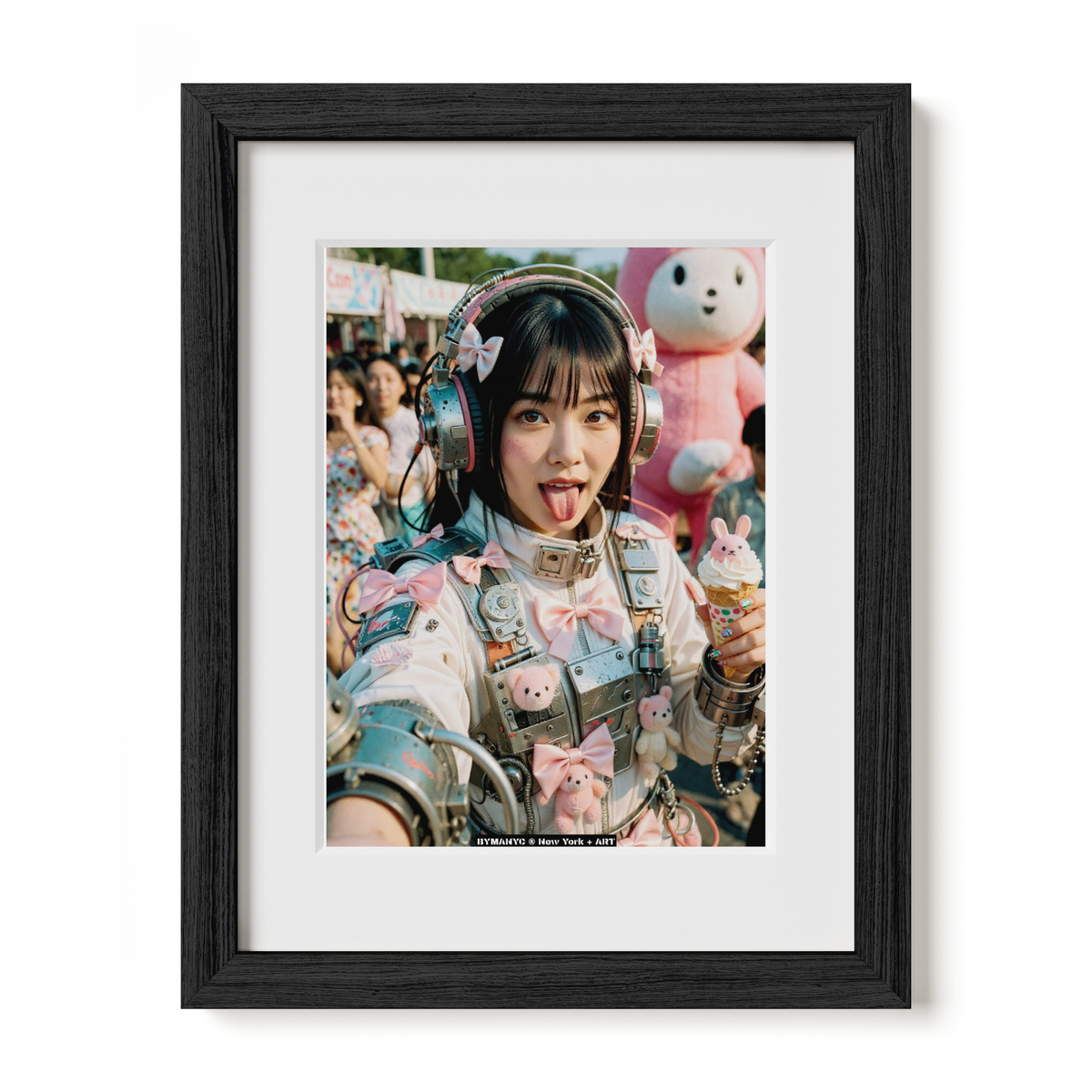 POSTER of ART VANGUARD - CYBER KAWAII - Futuristic Armor with Pink Bows and Techwear Aesthetics - BYMANYC ® New York + ART