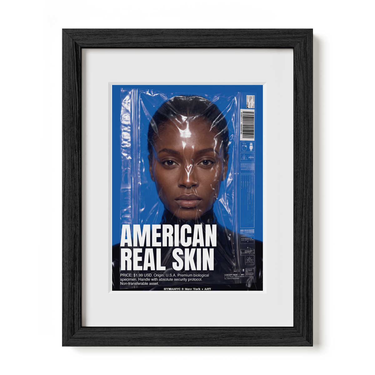 POSTER of ART CONCEPTUAL - THE AMERICAN SPECIMEN - Limited Edition Plastic-Wrapped Human Commodity Artwork - BYMANYC ® New York + ART