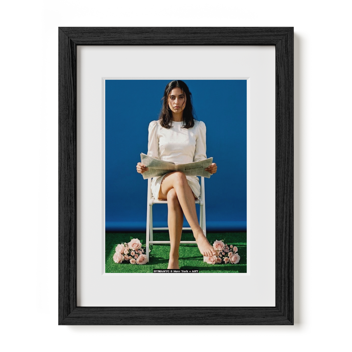 POSTER of ART MINIMALISM - SILENT CHRONICLES - Limited Edition Minimalist Portrait with Reading Gazette and Botanical Balance - BYMANYC ® New York + ART