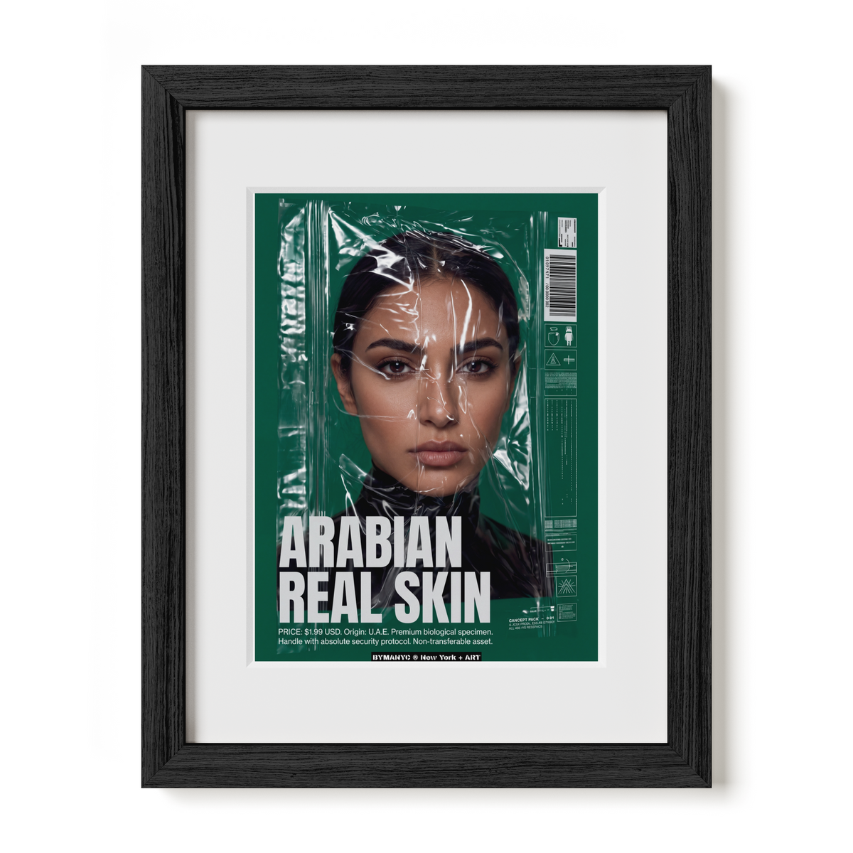POSTER of ART CONCEPTUAL - THE ARABIAN SPECIMEN - Limited Edition Plastic-Wrapped Human Commodity Artwork - BYMANYC ® New York + ART