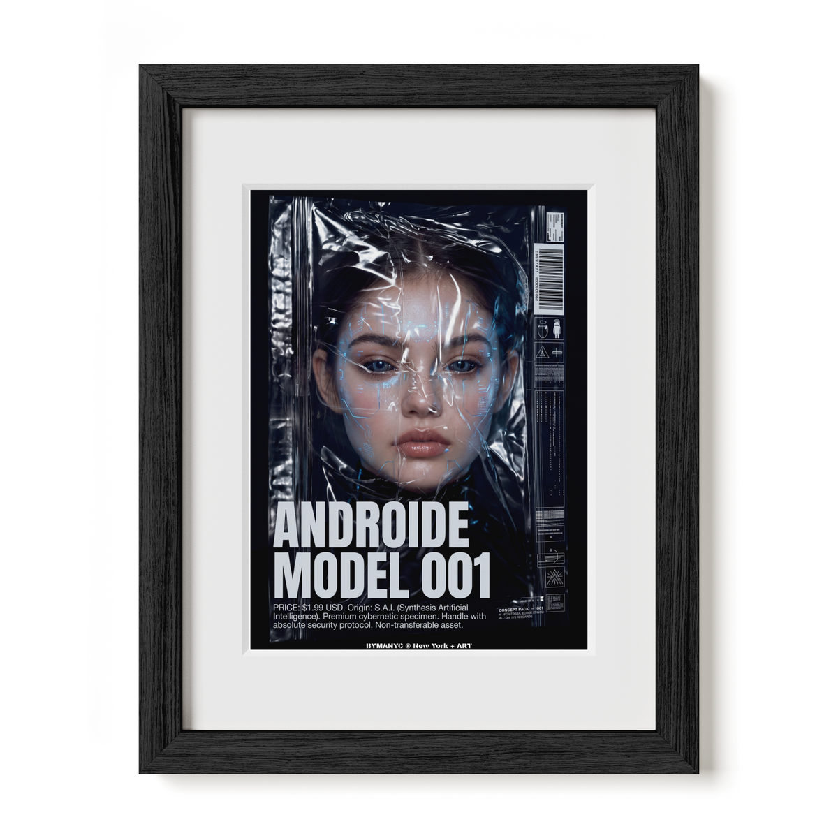 POSTER of ART CYBERNETIC - THE SYNTHETIC PROTOTYPE - Limited Edition Plastic-Wrapped Artificial Intelligence Specimen Artwork - BYMANYC ® New York + ART